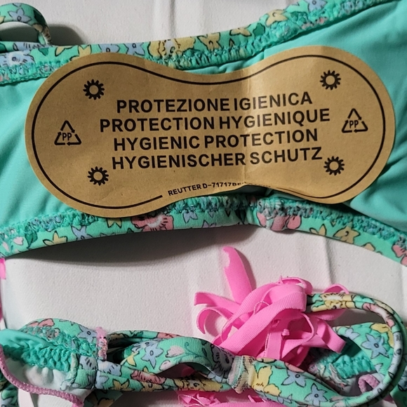 Sunday Brunch Women's NWT Green Floral Tassel 2 Piece Bikini Set Size Small - Picture 9 of 9